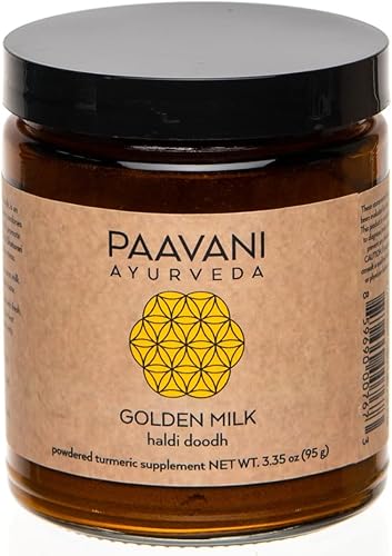 PAAVANI Ayurveda Golden Milk - Hecho en Estados Unidos - Mezcla de cúrcuma ayurvédica y ashwagandha - Suplemento en polvo - Haldi Doodh - 100%
