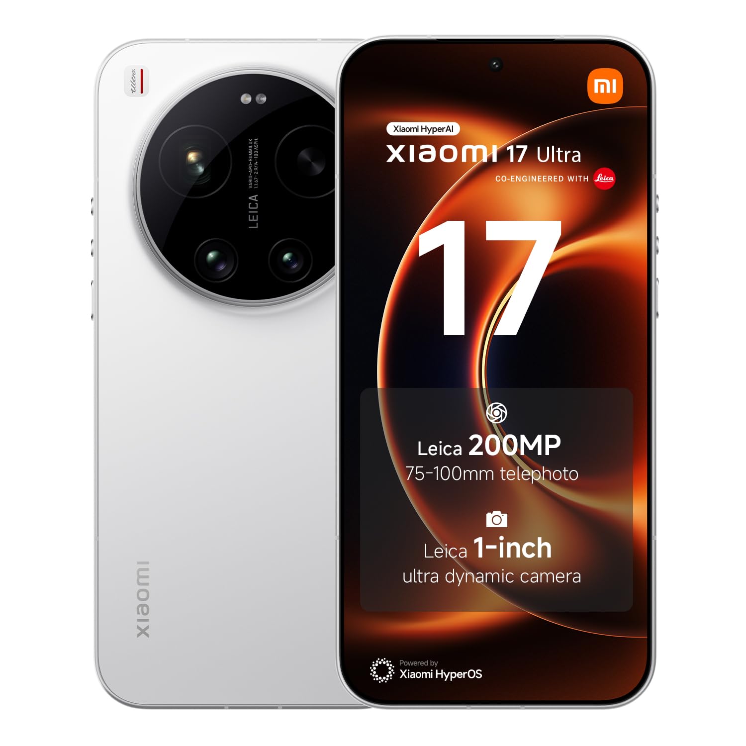 XIAOMI 17 Ultra, Smartphone 16+512 GB, Leica 200MP 75–100mm Telephoto, LOFIC HDR Techonology, HyperAI, White, Manufacturer warranty 2 years + 1 year extra, Charger Not Included