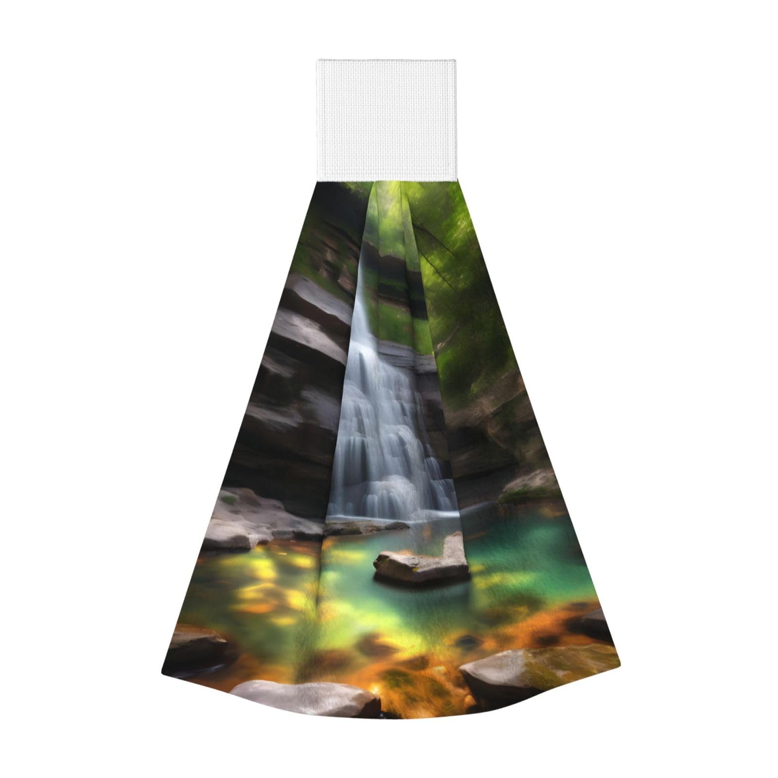WUPngg Waterfall Views Bathroom Tie Towels/Dish Cloth,Kitchen Hanging Towel, Coral Fleece Dry Cleaning Hand Dishcloths One Size
