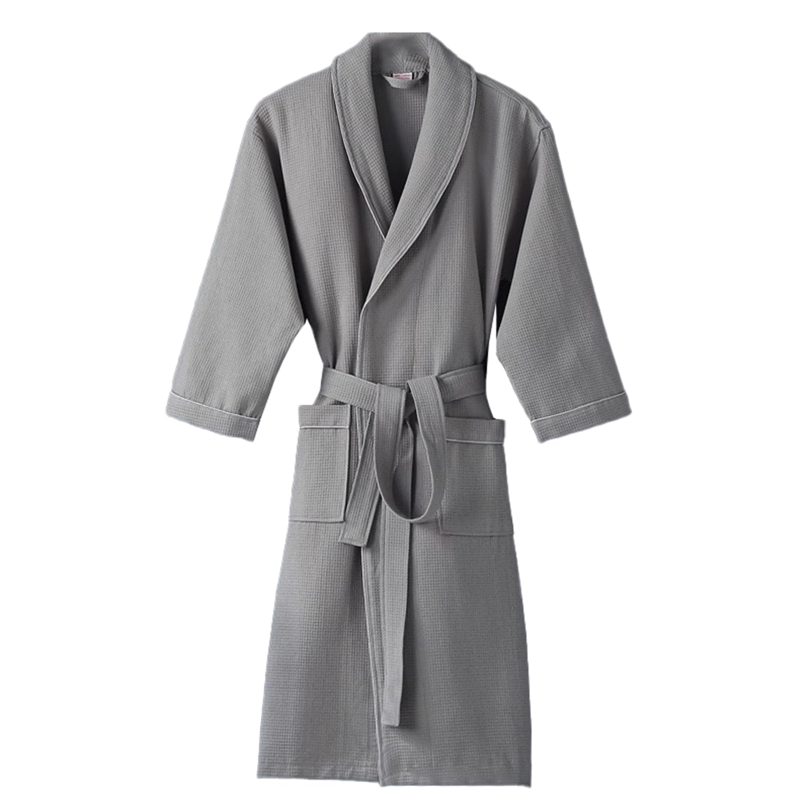 TIANQIHAO Cotton Terry Bathrobe For Women & Men Waffle Spa Robe With Unisex Terry Bathrobe,Gray-Medium