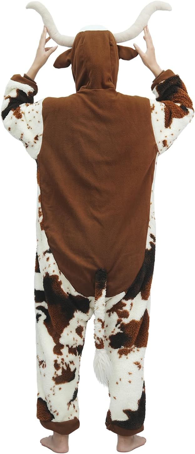 Cow Costume Adult, Cow Onesie Pajamas for Women, Halloween Christmas Cosplay Costume