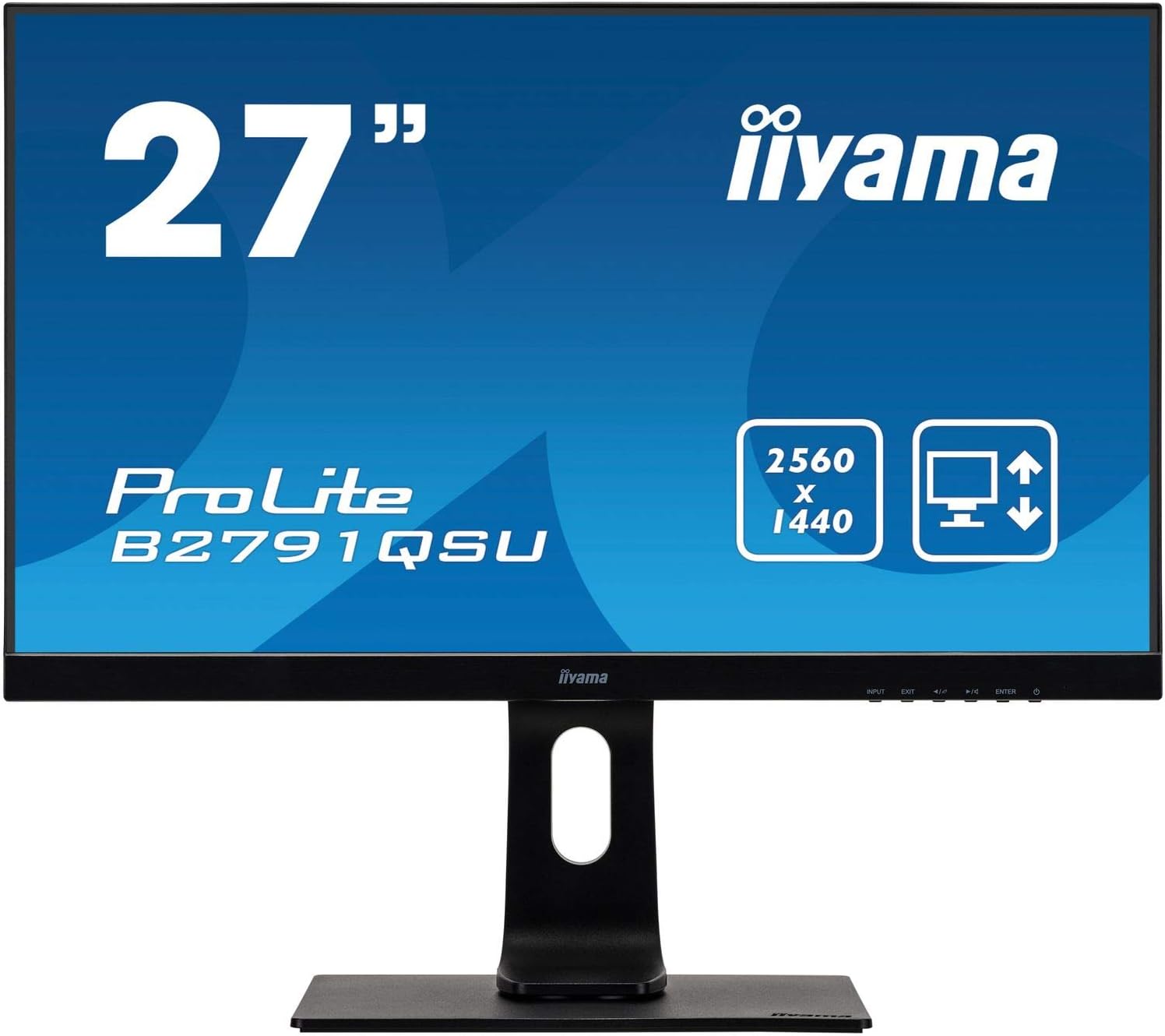 iiyama B2791QSU-B1 27 Inch TN LCD, 1ms, WQHD 2560x1440, 350 cd/m² Brightness , 1 x HDMI,1 x VGA, 1 x DisplayPort, 2 x USB 2 x 2W Speakers, Height Adjustable Stand