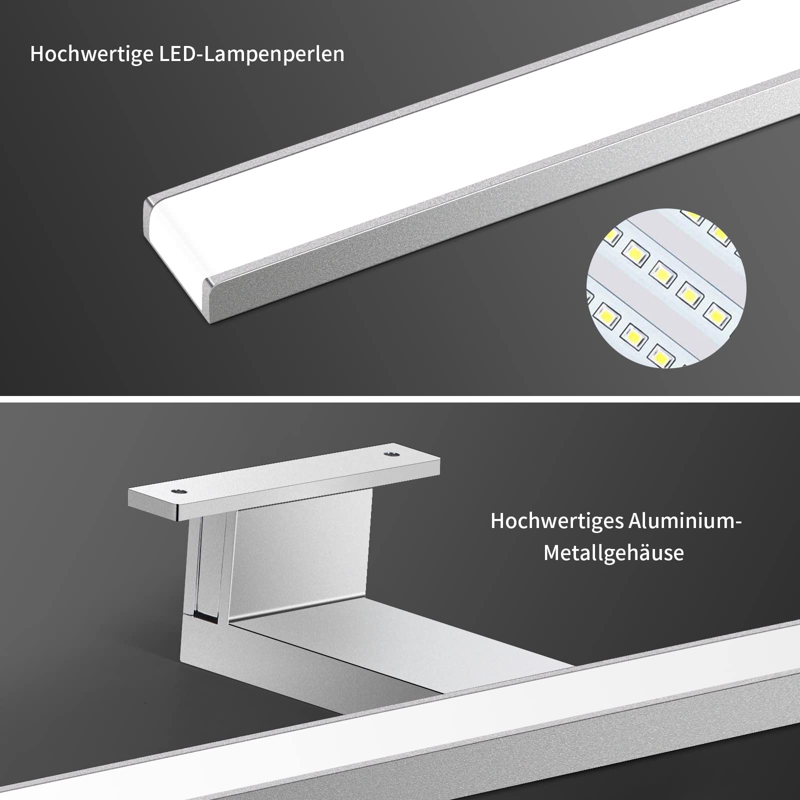 ERWEY Lámpara de Espejo Baño LED 8W 60cm Blanco frío 6000K, Cuarto de baño 230V IP44 Lámpara para armario Armario con espejo Aplique de Baño Espejo