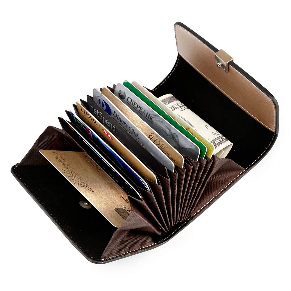 FOXERWomen Wallet Leather Card Holder for Female Brand Business Driver License Credit Card Case Holder, Gold, One Size, Classic