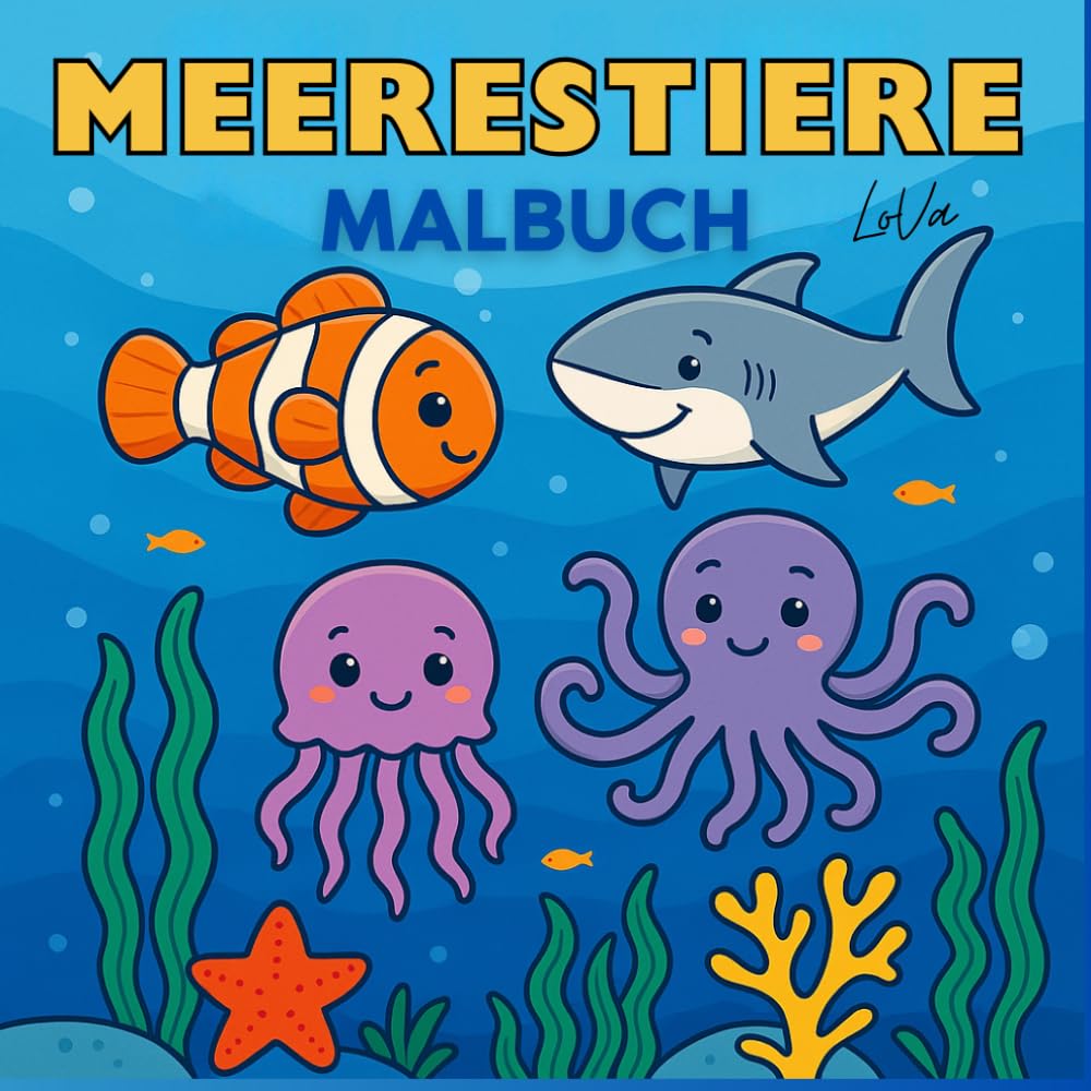 Meerestiere Malbuch für Kinder – Ozean & Unterwasserwelt zum Ausmalen: 50 magische Ausmalbilder mit Delfinen, Walen & Fischen – Abenteuer ... – Einseitig bedruckt gegen Durchdrücken