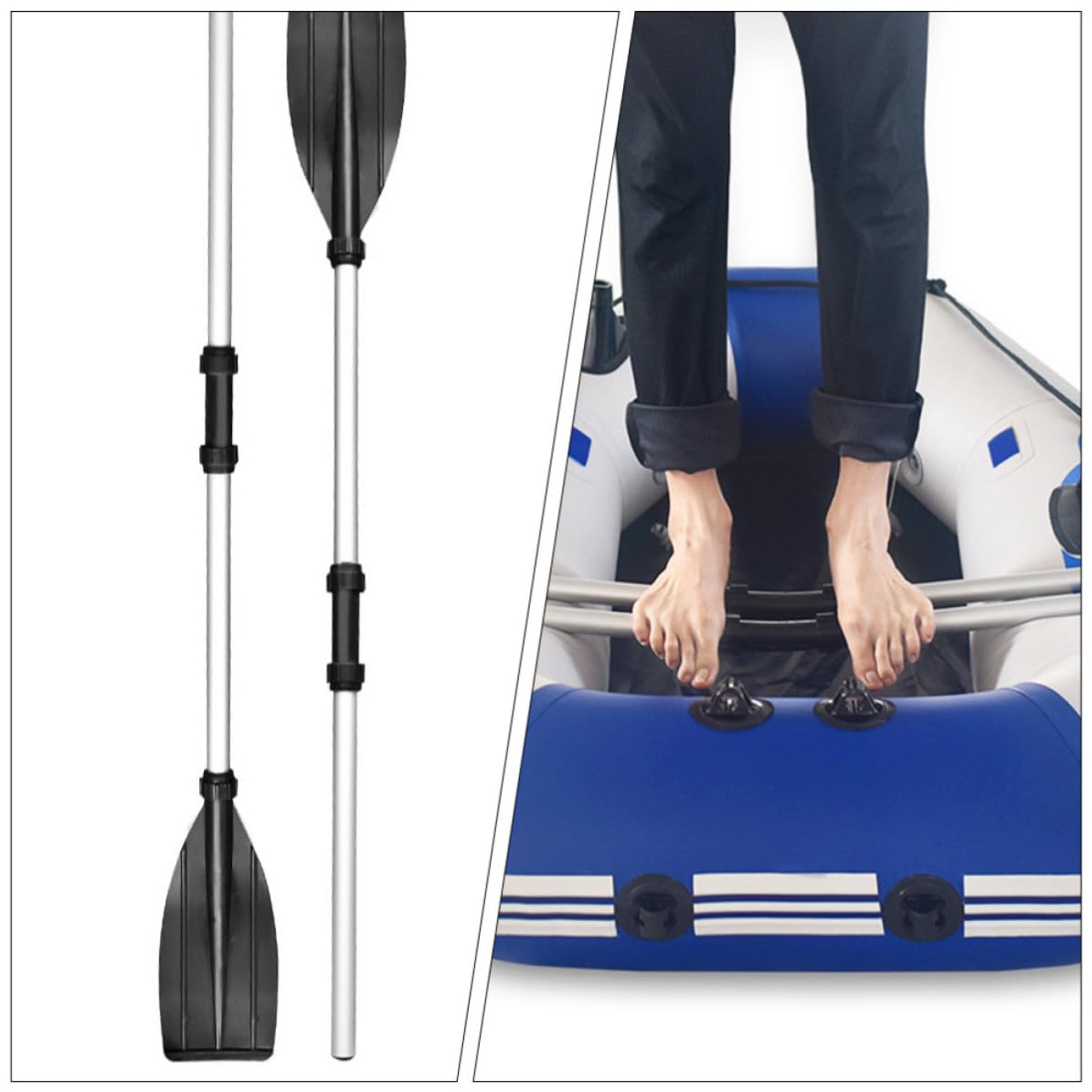 Healeved 2 Paare Abnehmbares Kajakpaddel aus Aluminiumlegierung, Schwarz | Boot und Kanu, Tragbar und Leicht, mit Anti Griff und Kunststoffteilen