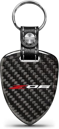 Miniatura 1 de Llavero grande de fibra de carbono negro real estilo escudo oficial con licencia para Chevrolet Corvette C8 Z06, Negro -