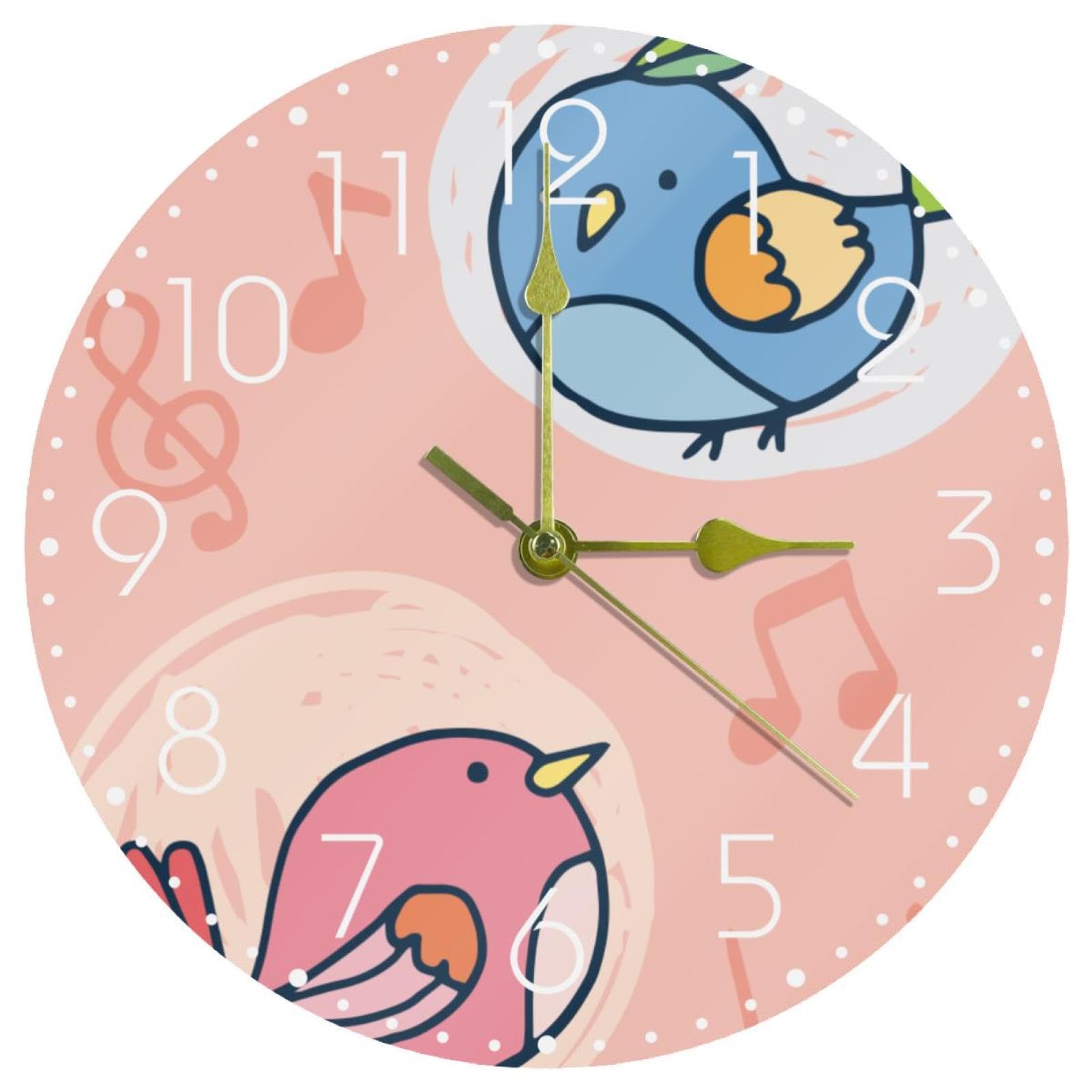Horloge murale silencieuse oiseaux en acrylique ronde pour maison