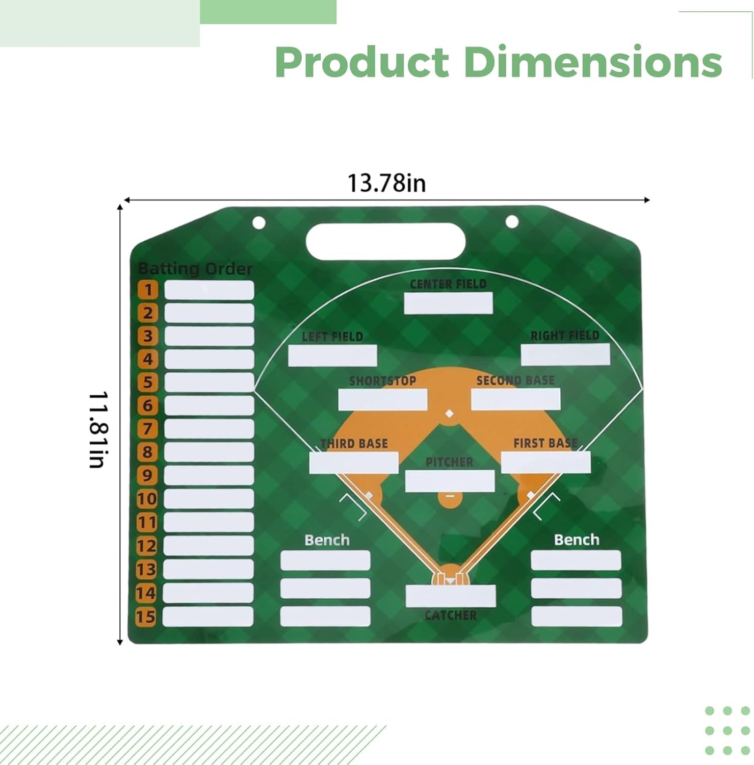 Portable Dry Erase Baseball Board for Coaches, Double-Sided 13.8 X 11.8 in, Strong Attachment, with Pen Clip