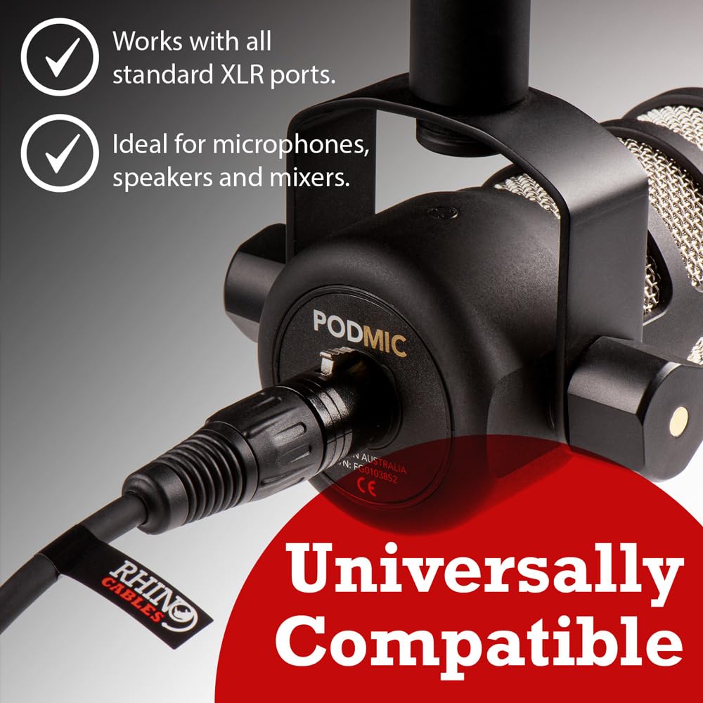 rhinocables XLR Audio Extension Cable - Balanced 3-Pin Male to Female Lead with Enhanced Shielding for Noise-Free Recording - Image 4