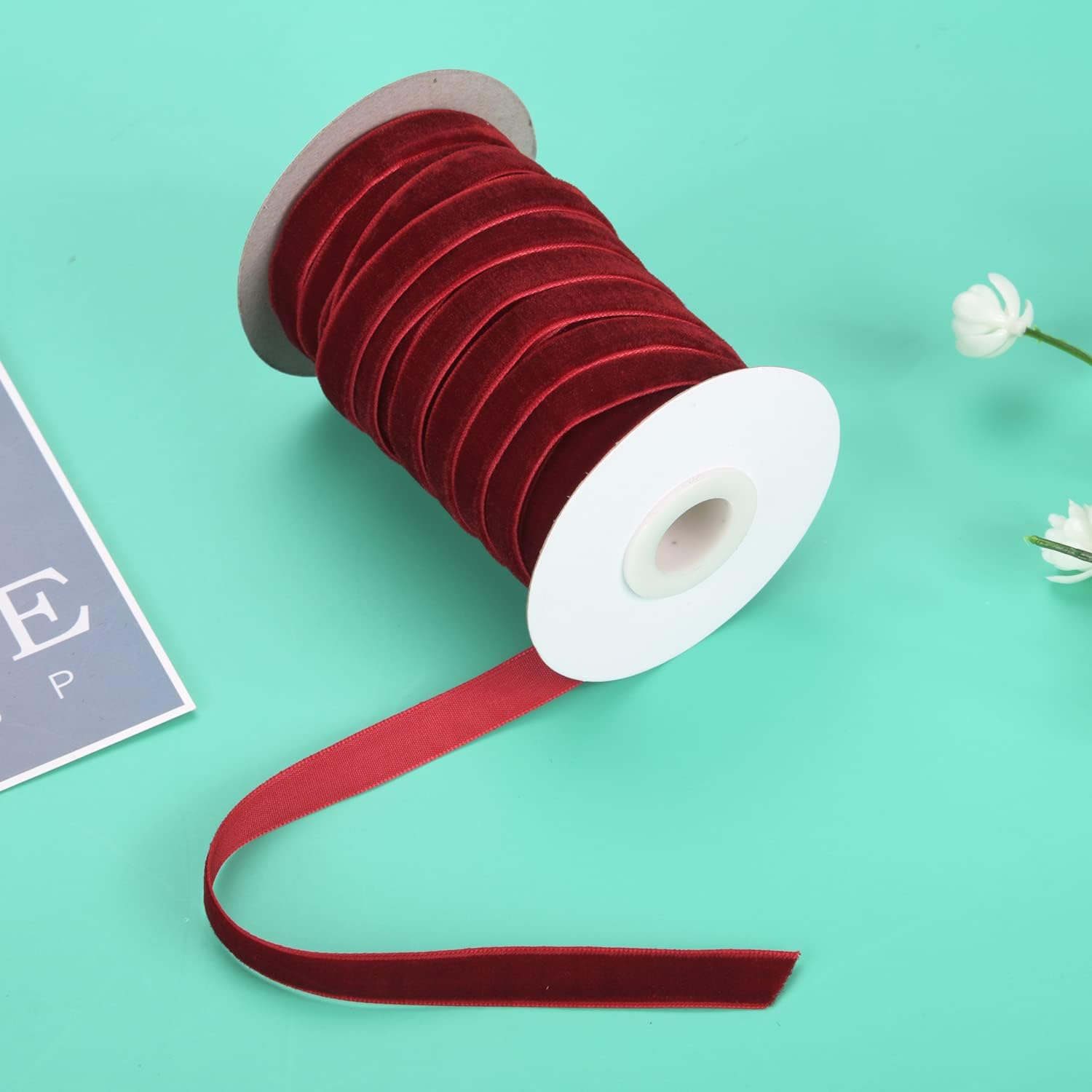 20 Yards Wine Red Velvet Ribbon Crushed Vintage Velvet Ribbons for Choker Gift Wrapping Christmas Festival Packaging (Wine Red, 2.5cm) - Image 3