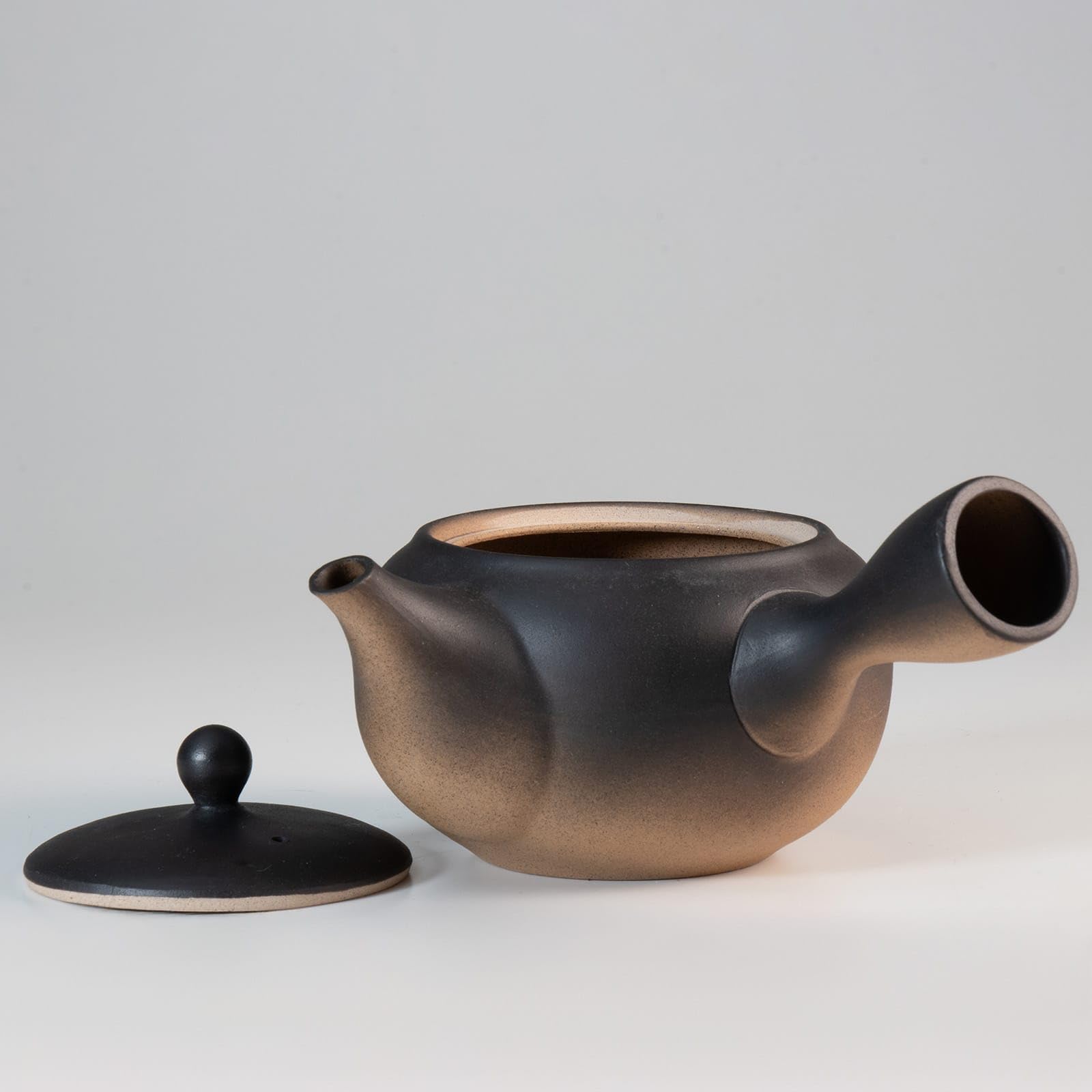 Asayu Japan Teiera Tradizionale Kyusu - 430 ml (14,5 fl.oz), Nero/Marrone, Made in Japan (Tokoname Yaki) - Per Tè Verde e Cerimonia del Tè