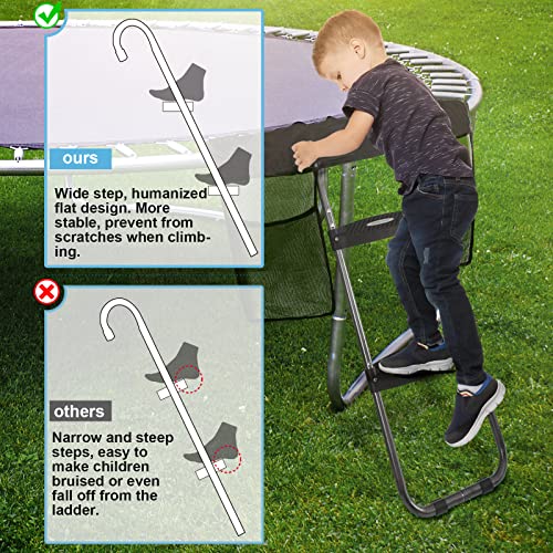 Image of HBTower Trampoline Ladder, 2 Steps with Wide Steps, Trampoline Storage Bag, Universal Hook, 220 lbs Capacity Trampoline Accessories for Children Kids, Black