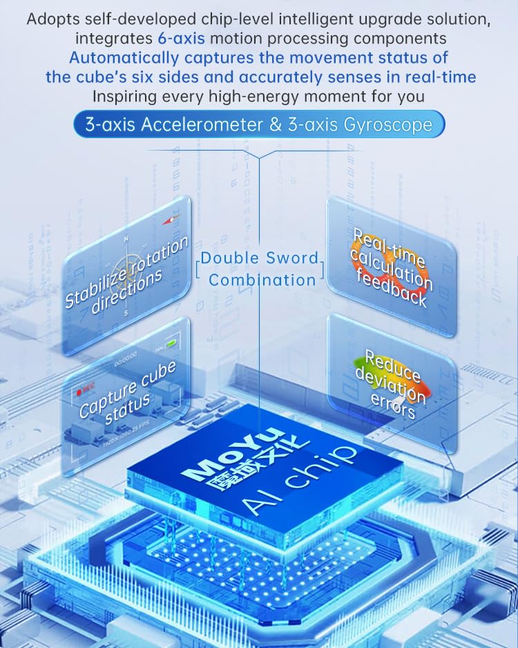 Image of HAWKISTER Moyu Weilong V10 AI 3X3 Bluetooth Smart Speed Cube (Gyroscope Magnetic Core Charging Version), Standard, 6+ Years