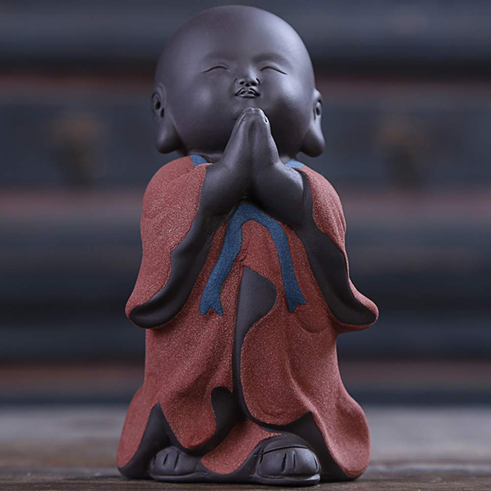 YNIYUJKL Meditating Buddha Statue Monk Figurine, Zen Sculpture For Home Decor, Ceramic Buddhist Decor, Feng Shui Ornaments,Red,R?d-A