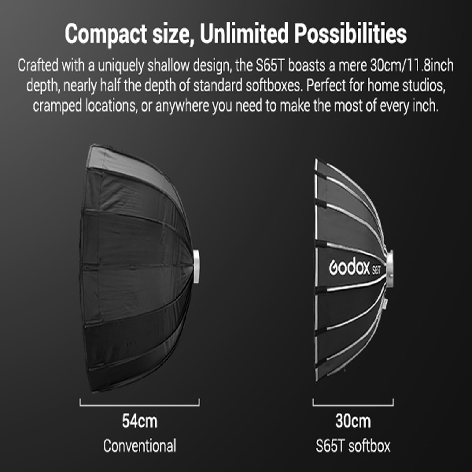 Godox Godox S85T Boîte à Lumière Parapluie à Dégagement Rapide 85 Cm Support Bowens Avec Diffuseurs Avant Et Intérieurs Amovibles Pour Photographie, Streaming En Direct Et Voyage