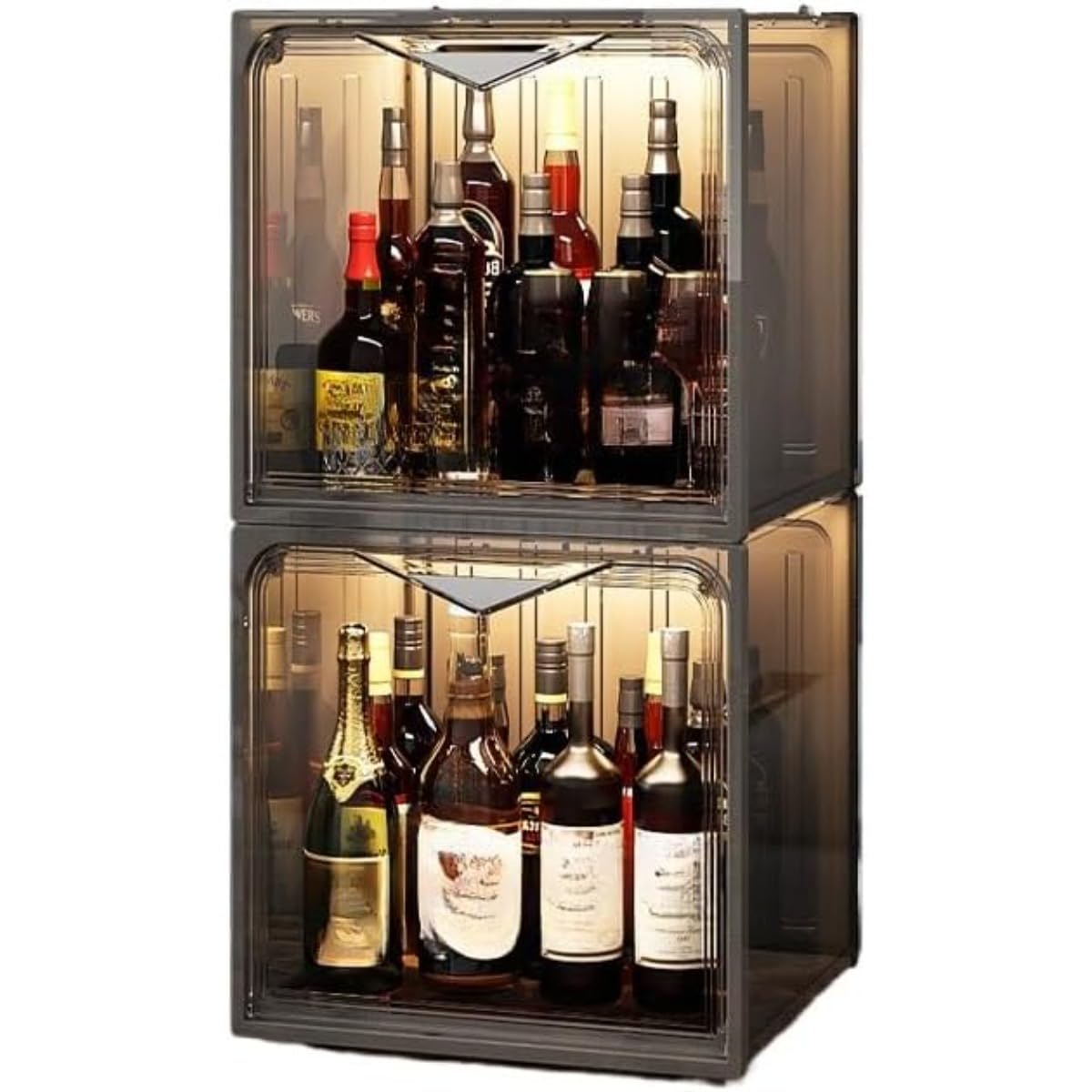Amazon｜Wyazziv 小型ウイスキー棚 ウイスキーラック アクリルドア付
