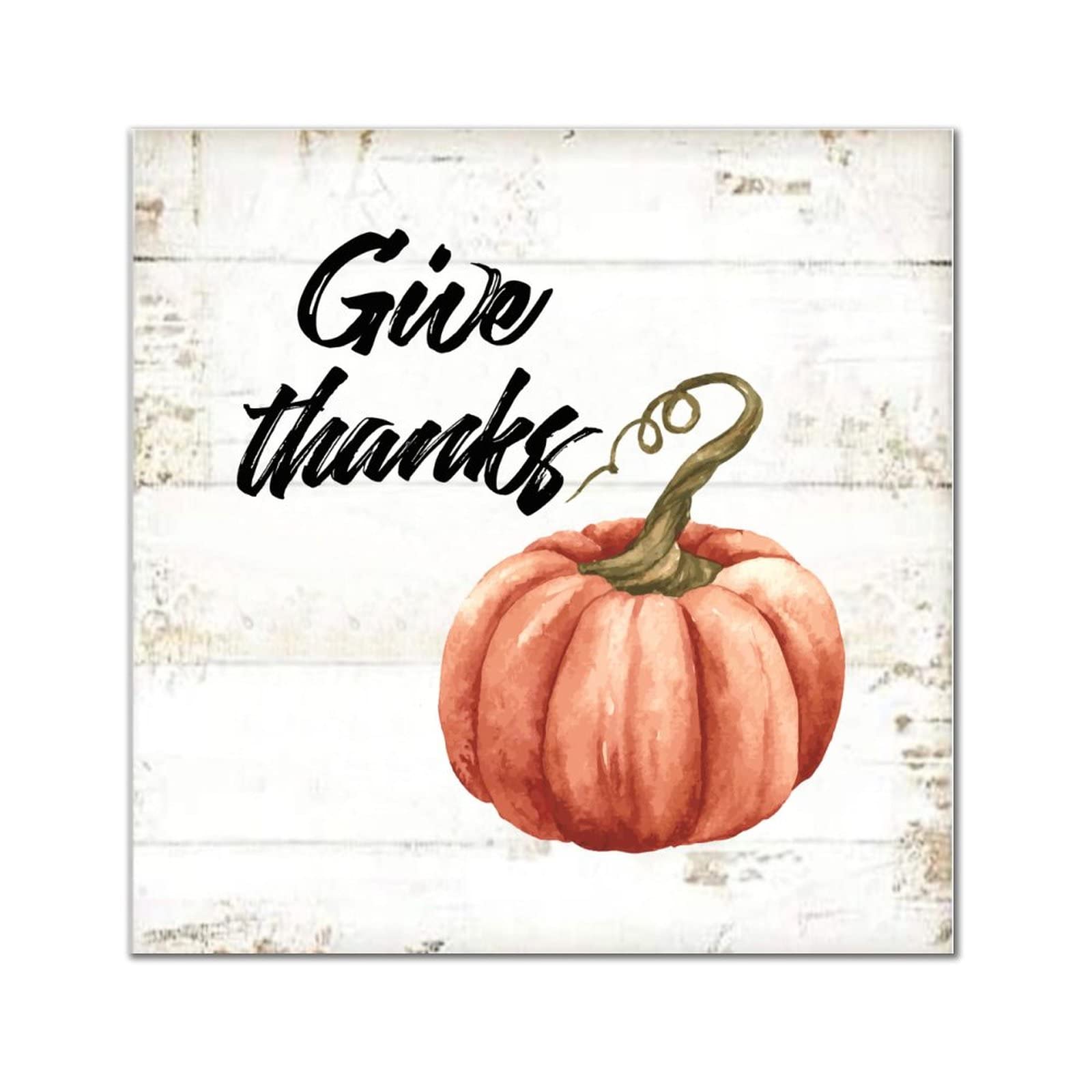 Panneau en bois Give Thanks Day citrouille d'automne suspendu salon 35cm