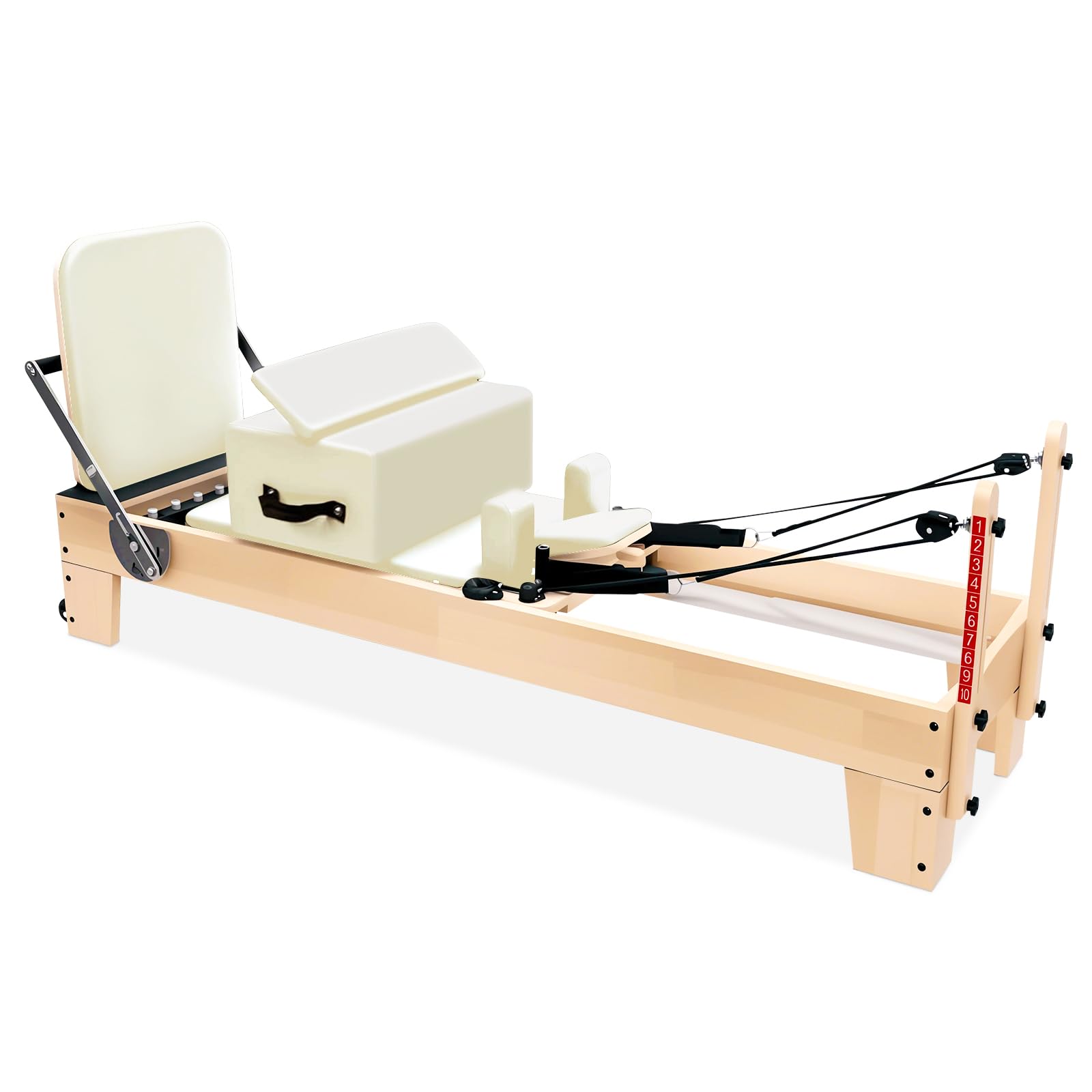 Professional Pilates Reformer Machine with Jumpboard, Reformer Box & Foot Straps – Studio-Grade Wood Frame Equipment for Home Workouts, Adjustable Resistance & Smooth Glide System