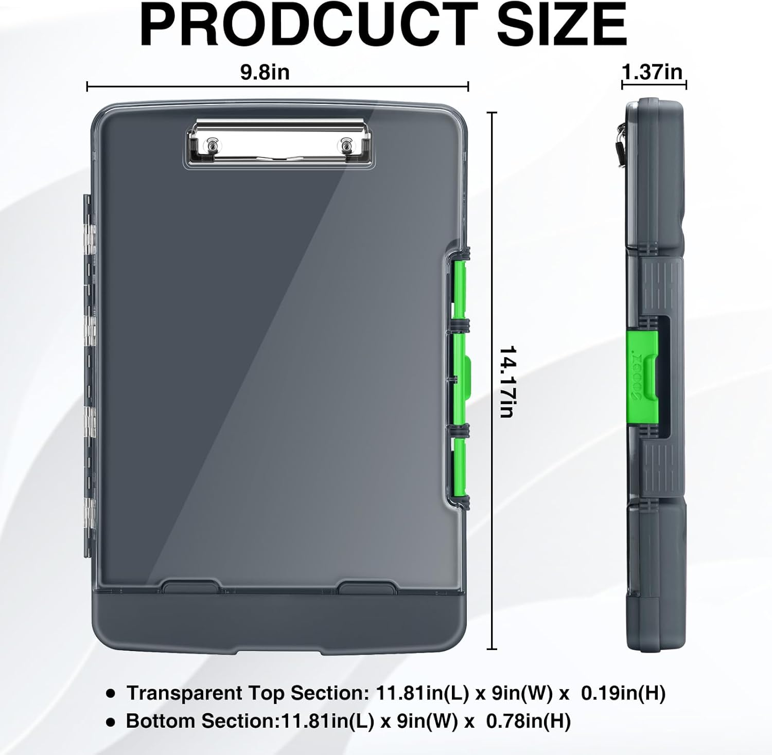 Sooez Original Clipboard with 2 Storage & Pen Holder, Heavy Duty Clip Boards 8.5x11 with Dual Storage, Clearview Dry Erase Coach Clipboard with Real Hinge, High Capacity, School & Office Supplies