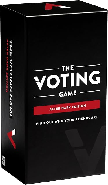 THE Voting Game Édition After Dark - Le Jeu de Cartes Hilarant pour Adultes sur la Découverte de Qui Sont Vos Amis - Cadeaux de Noël Parfaits pour Éléphants Blancs, Cadeaux de Noël + Soirées Jeux