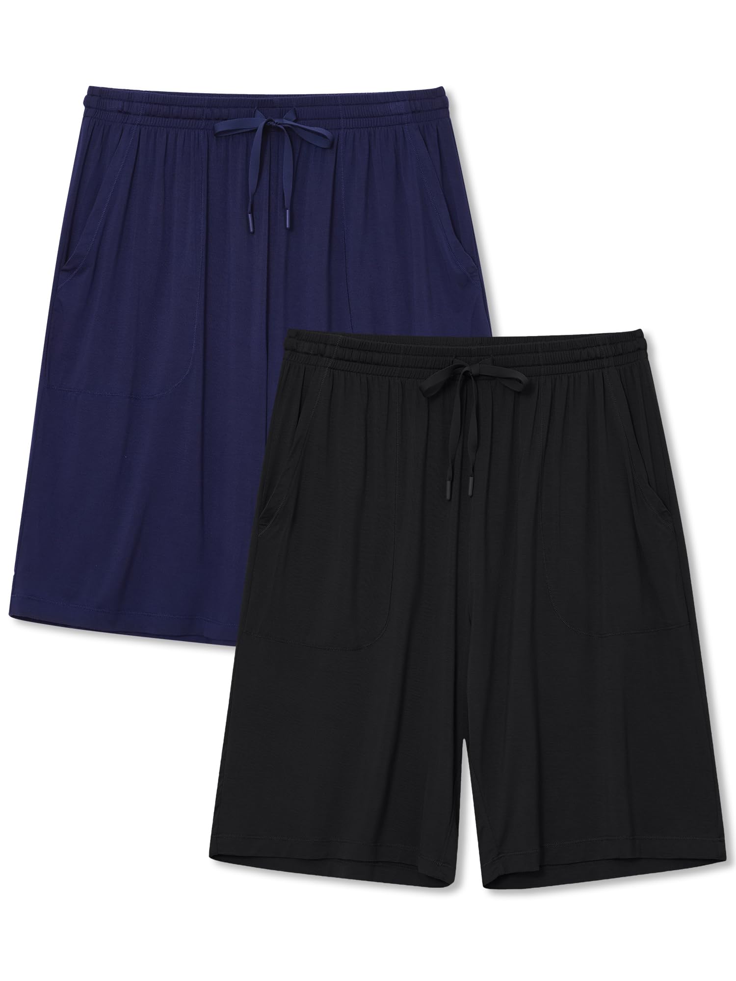 COLORFULLEAF Mens Pajama Shorts Bamboo Lightweight Sleep Shorts Lounge Wear Pajama Pants with Drawstring Pockets 2 or 3 Pack