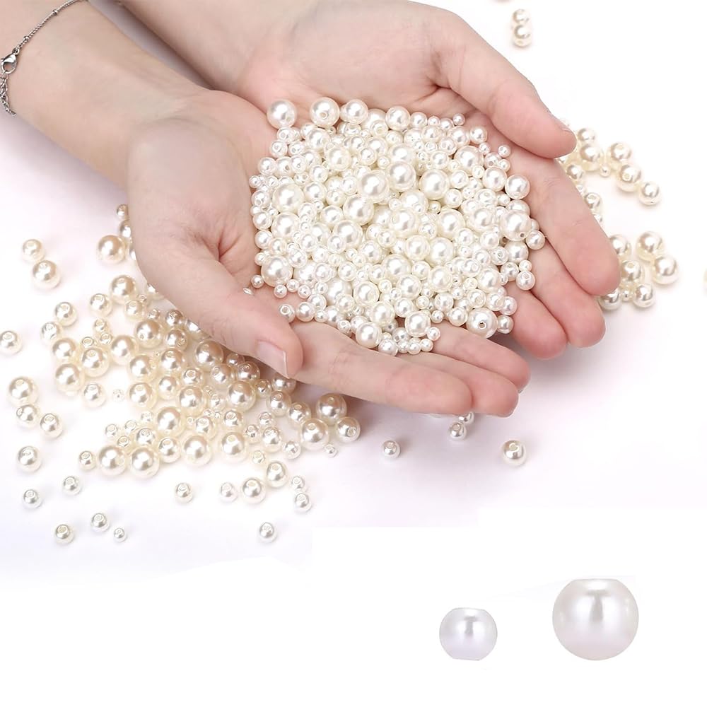 500 pezzi da 8 mm perle finte per riempire vasi, perle finte avorio e rosa lucide per portapennelli, perle tonde finte per fai da te, sparsi per tavoli, matrimoni, feste di compleanno