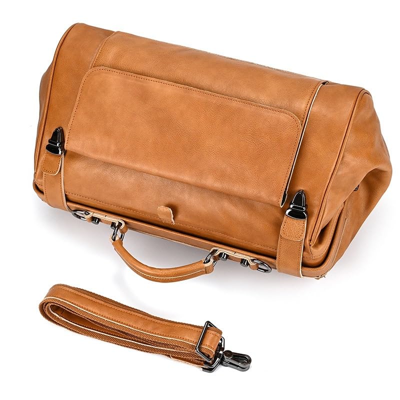 Vintage Tote Bag Leather Single Shoulder Duffle Trendy Travel Bag Men's Plant-tanned Leather Crossbody Bag2