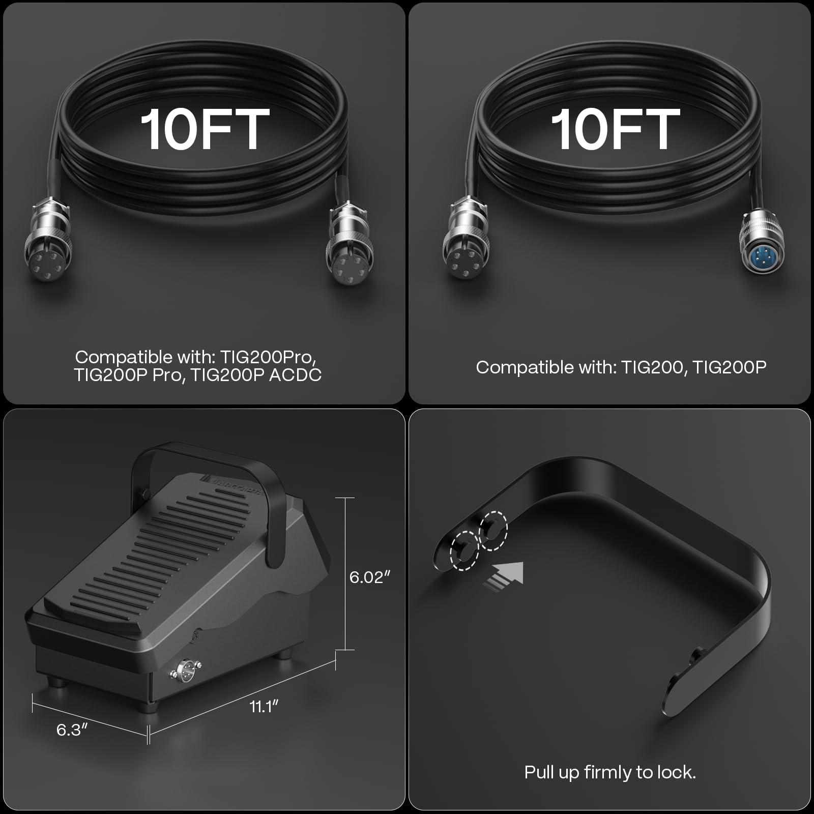 ARCCAPTAIN TIG - Pedal de soldadura de 5 pines para ARCCAPTAIN TIG200 TIG200P TIG200PACDC TIG205PRO TIG205PRO Área de contacto más amplia y pedal de pie con diseño de correa