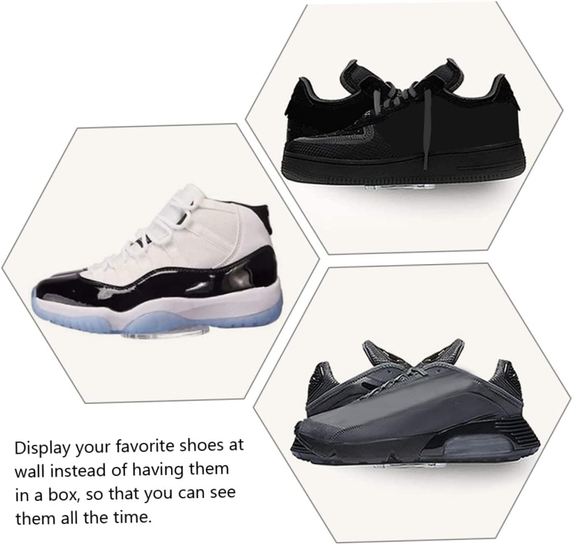 Happyyami 6Pcs Floating Shoe Display Shelves Wall-Mounted Floating Shoe Holder for Sneakers Modern Design for Entryway and Bedroom