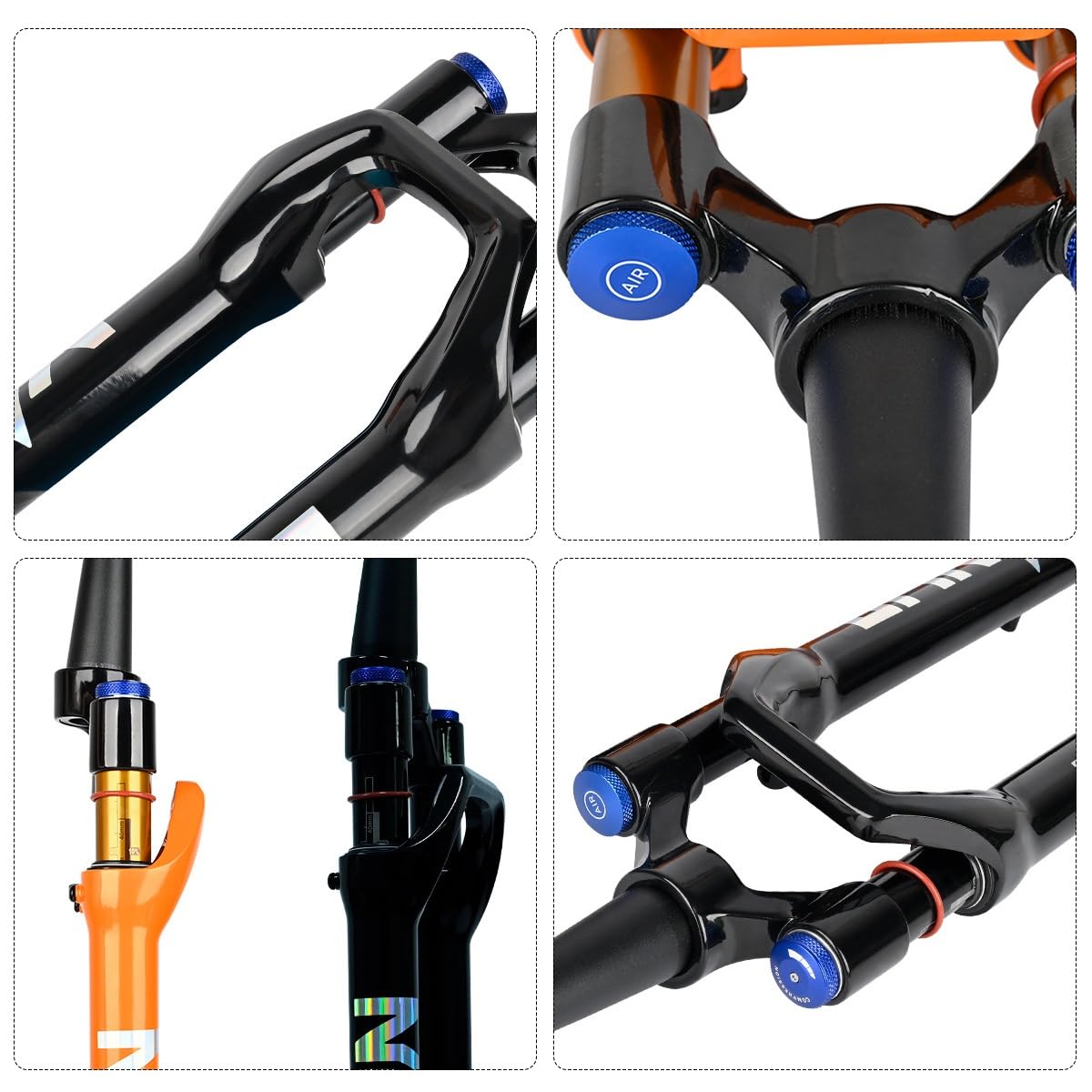 700C Rennrad-Federgabel 1-1/2'' Konisches Rohr Gravel-Gabeln 60mm Federweg Luftfedergabel XC Scheibenbremse Fahrrad-Vorderradgabel 100 * 12mm Steckachse Fahrradgabeln