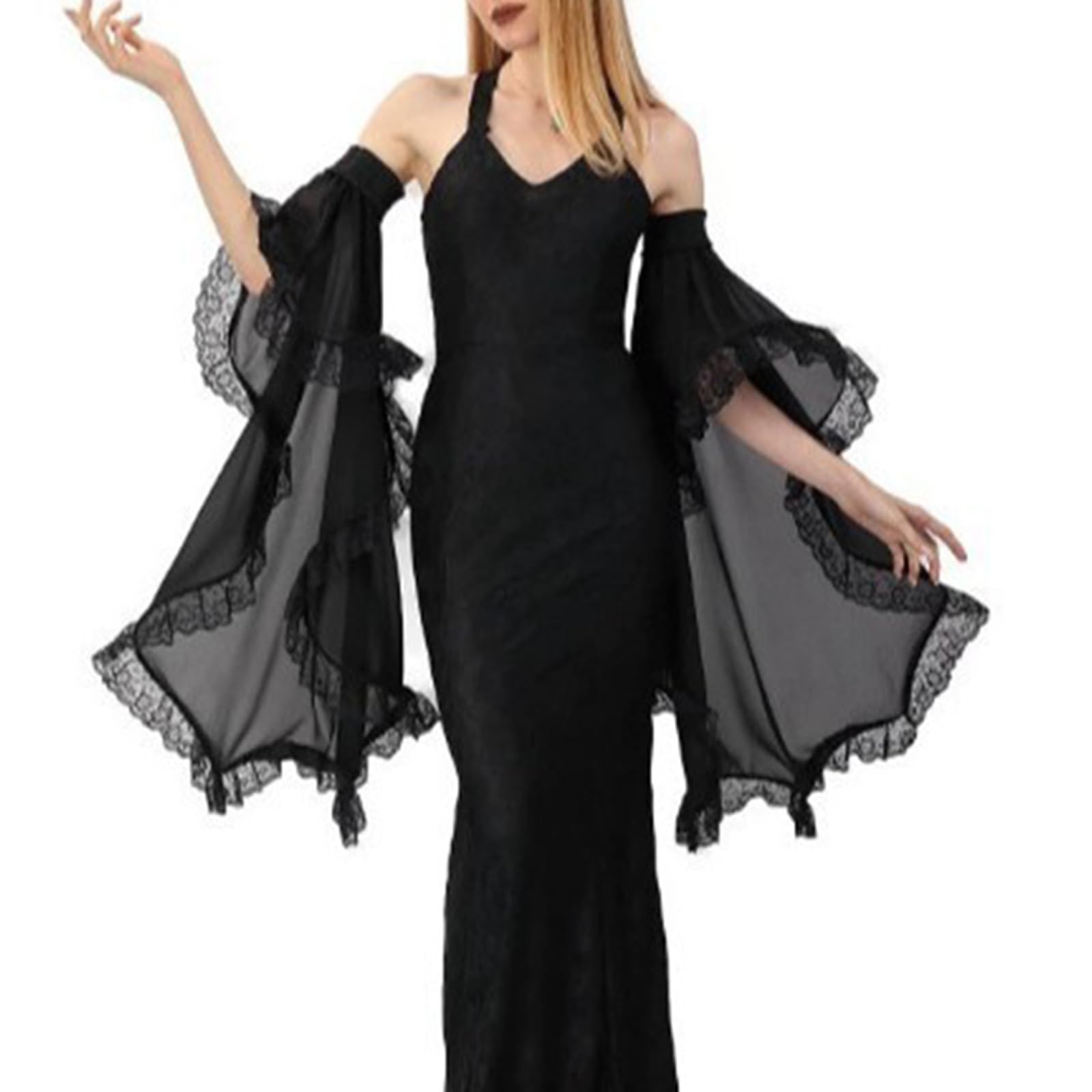HEEZOU Elegant Victorian Tulle Gloves With Sheer Mesh Arm Covers Detachable Sleeves For Witch Cosplay & Evening Party Costumes Gothic Detachable Sleeves