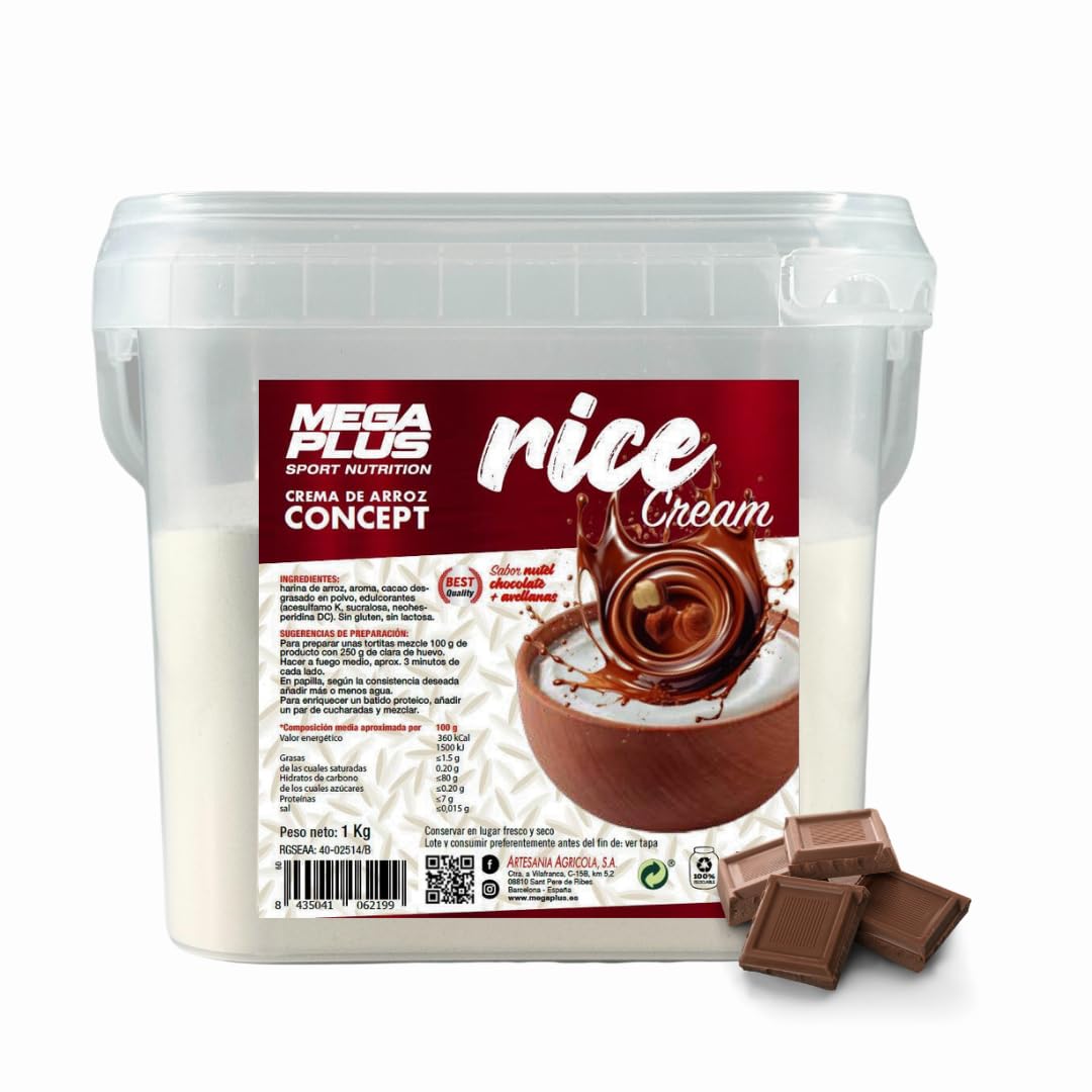 Crema de Arroz - Mega Plus Concept - Crema de arroz en polvo - Sin azúcares añadidos - alto en carbohidratos - Sin Gluten - Sin Lactosa- 1 kg (1 Kg, Vainilla) — view 8