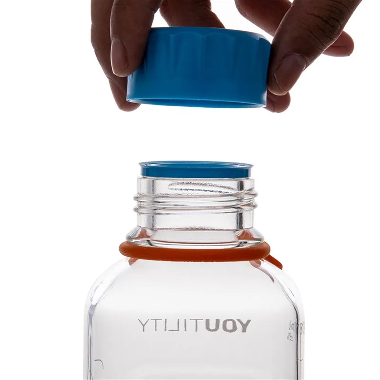 Butelka na odczynniki, Szklana butelka na odczynniki laboratoryjne 125-1000 ml, niebieska nakrętka(250ml)