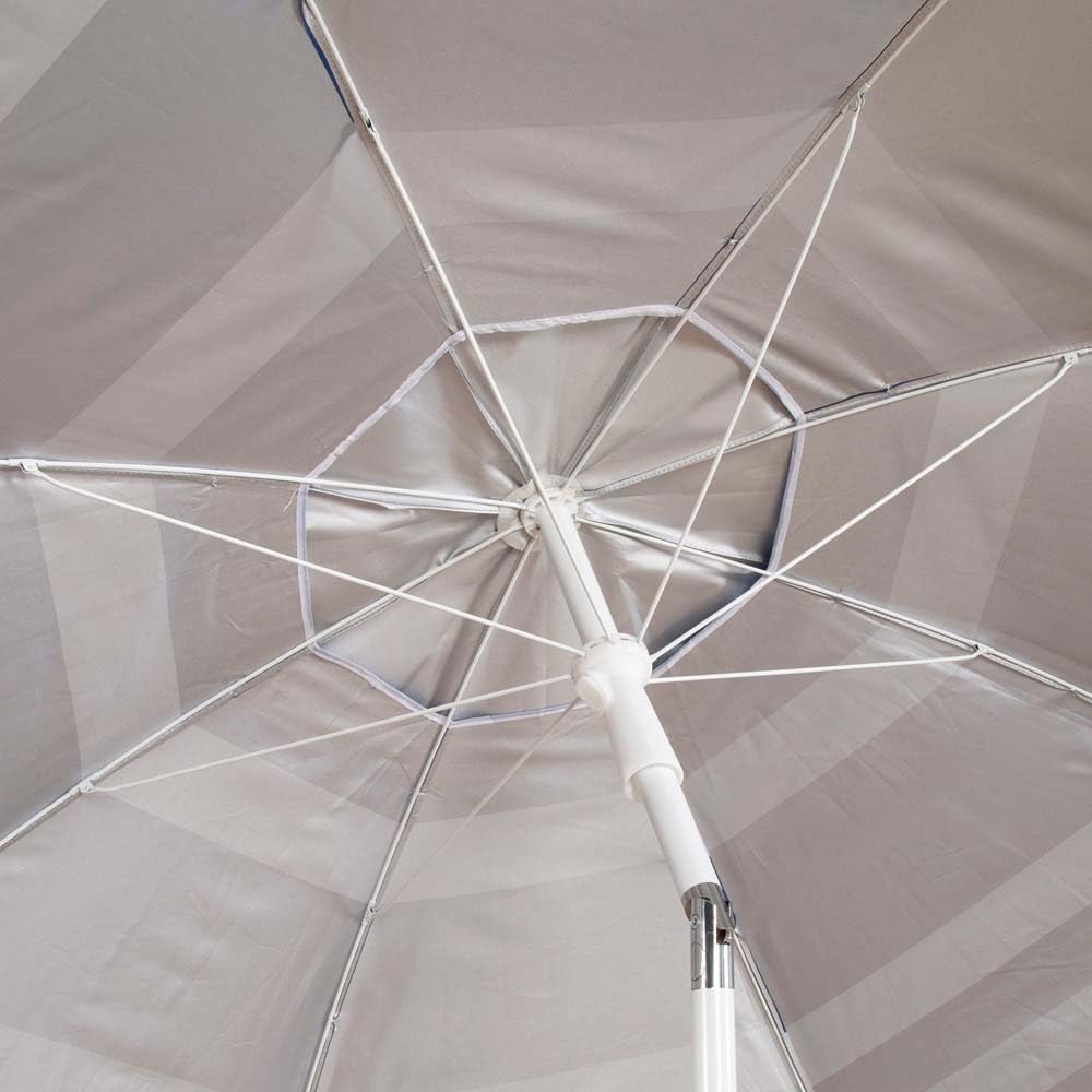AKTIVE Parasol de plage, marin, 210 cm, table centrale avec dessous de verre, crochet, mât en acier, inclinable et réglable en hauteur, tissu polyester Oxford, protection UV50, grands parasols (62330)