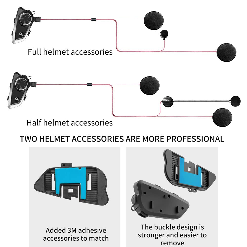 Walmeck Casco de Motocicleta X5, Auriculares, Intercomunicador de 1000M para Montar Música y Compartir, Resistente Al Agua IPX67, Reducción Ruido con Batería 20H (Negra #-2)