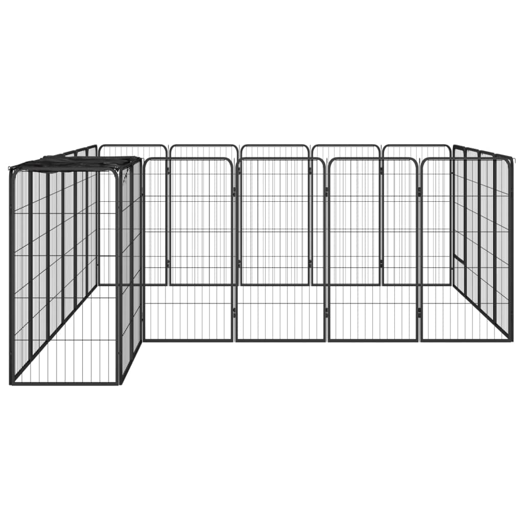 Parque para perros de acero con recubrimiento en polvo, 50 x 100 cm, con techo para cachorros, seguridad y protección en el jardín y la terraza