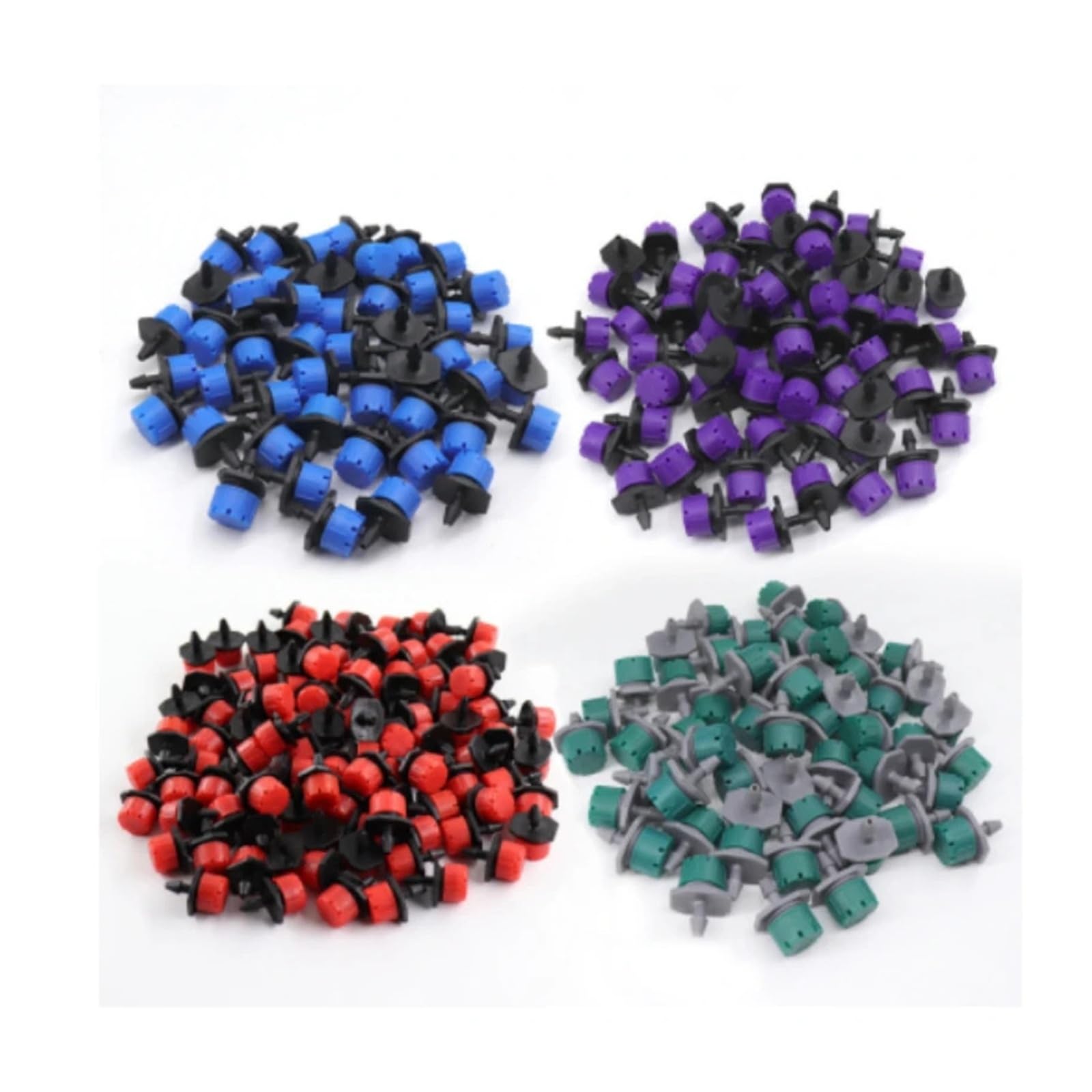 Gotero ajustable de 8 orificios for microirrigación, 50/100 Uds. | Emisor aspersor regulable for sistemas de riego por microgoteo.(Green 100Pcs)