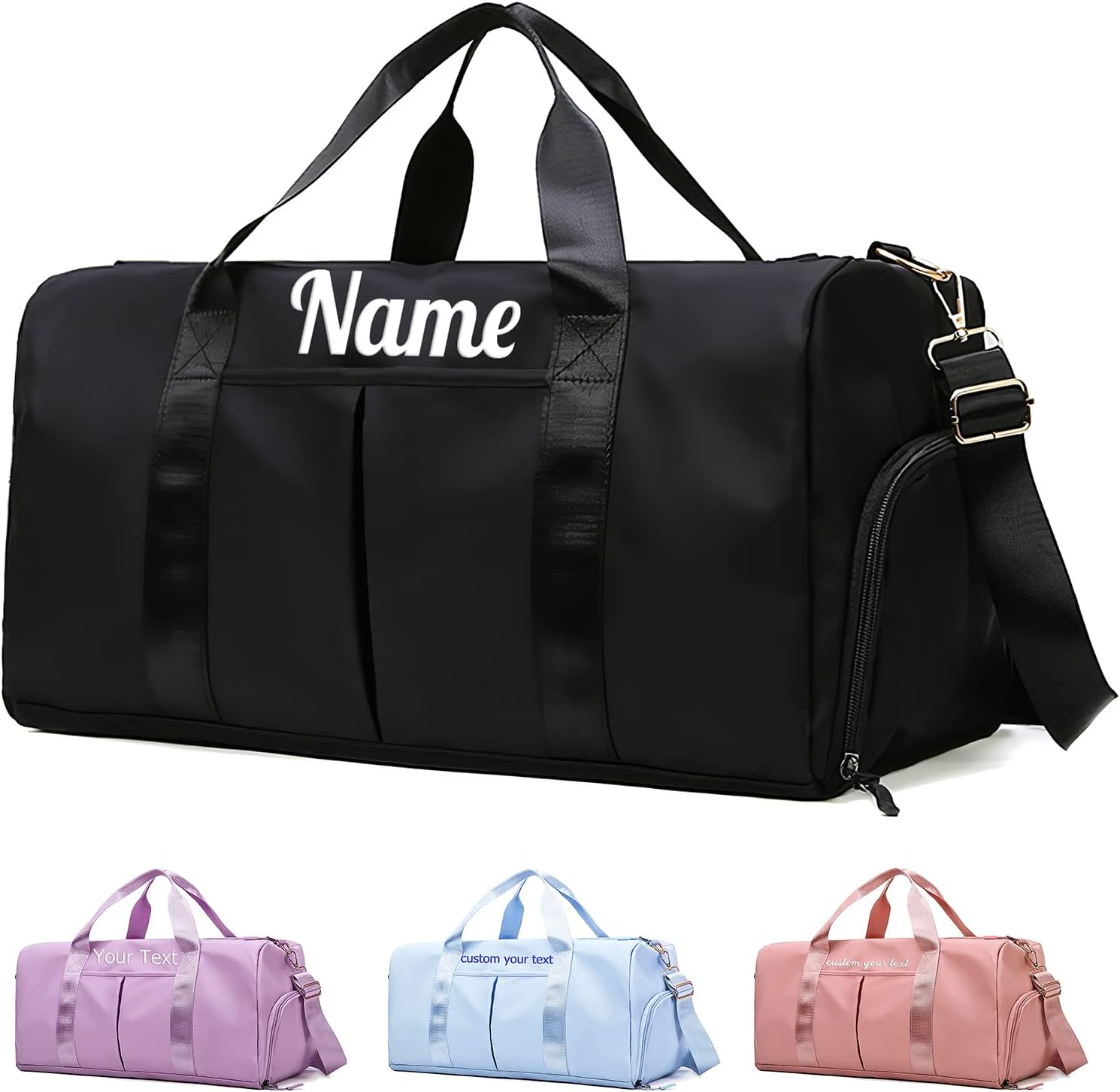Personalized Duffle Bag Black Sport Gym Travel Bags