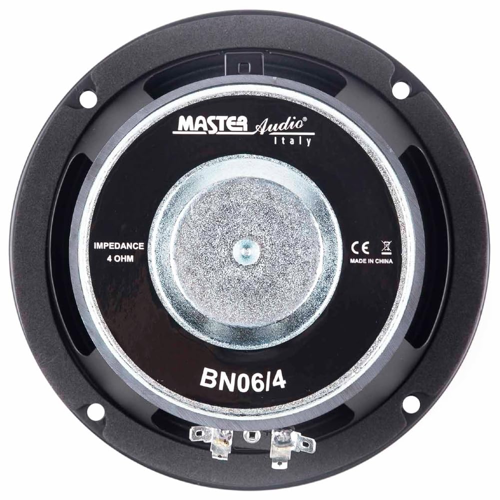 KIT SET PER MASTER AUDIO BN06/4 1 woofer professionale da 16,5 cm 165 mm 6,5" di diametro, 175 watt rms 350 watt max, impedenza 4 ohm, sensibilità 95 db, per auto, 1 pezzo