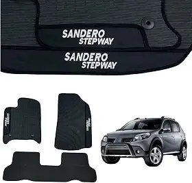 Jogo de Tapetes Automotivos Emborrachados Sandero Stepway 2008 2009 2010 2011 2012 2013 2014 2015 2016 2017 2018 2019 2020 2021 2022-03 peças