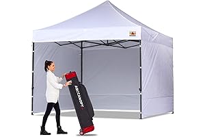 Heavy Duty Pop-Up Canopy Tent with Sidewalls 10x10, White