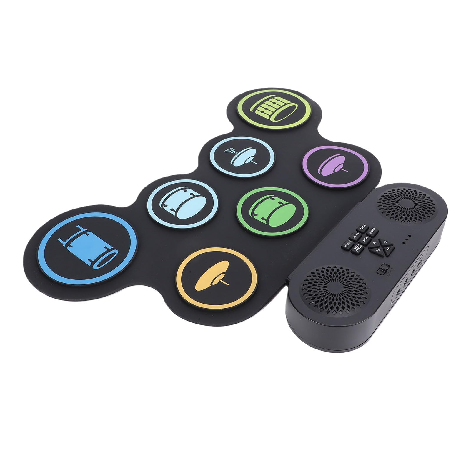 Cosiki Set di Batteria Elettronica Portatile in Silicone con connettività Bluetooth per Appassionati di Batteria - Pad per Esercitarsi con 9 Batterie per Sessioni Private e di Gruppo