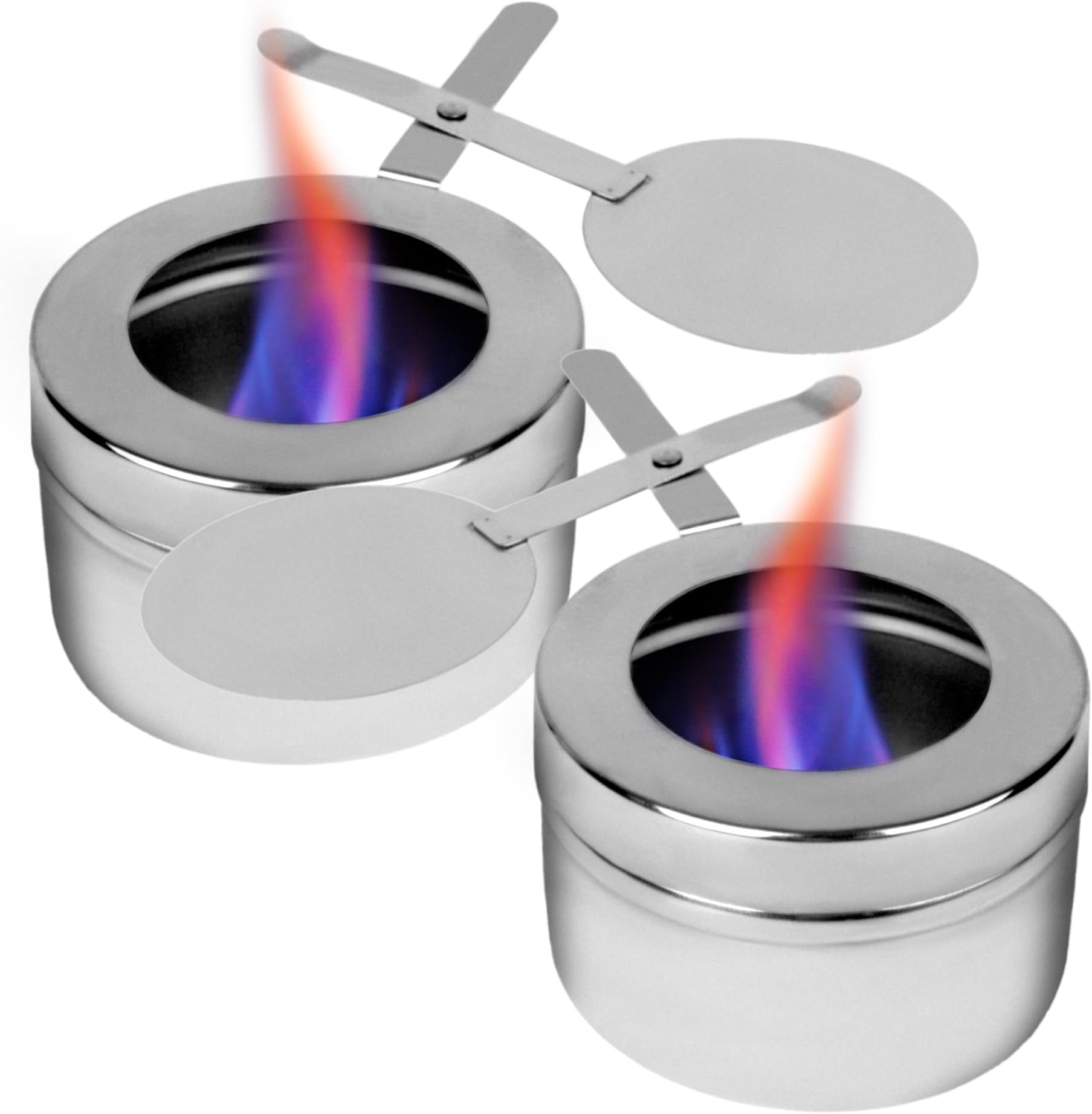 Stainless Steel Chafing Wick Fuel Holders with Safety Cover - Chafer Canned Heat Fuel Box Perfect for Buffets, Barbecue and Catering Events (Silver-2Pack)