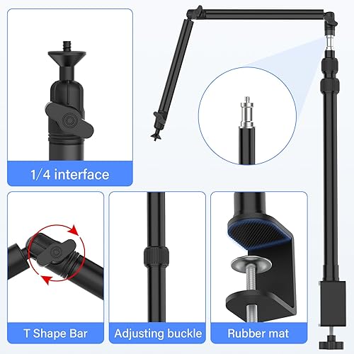 Miniatura 3 de Soporte de escritorio para cámara, soporte flexible para cámara, mesa de cámara web, abrazadera en C, montaje múltiple para fotografía, videografía,