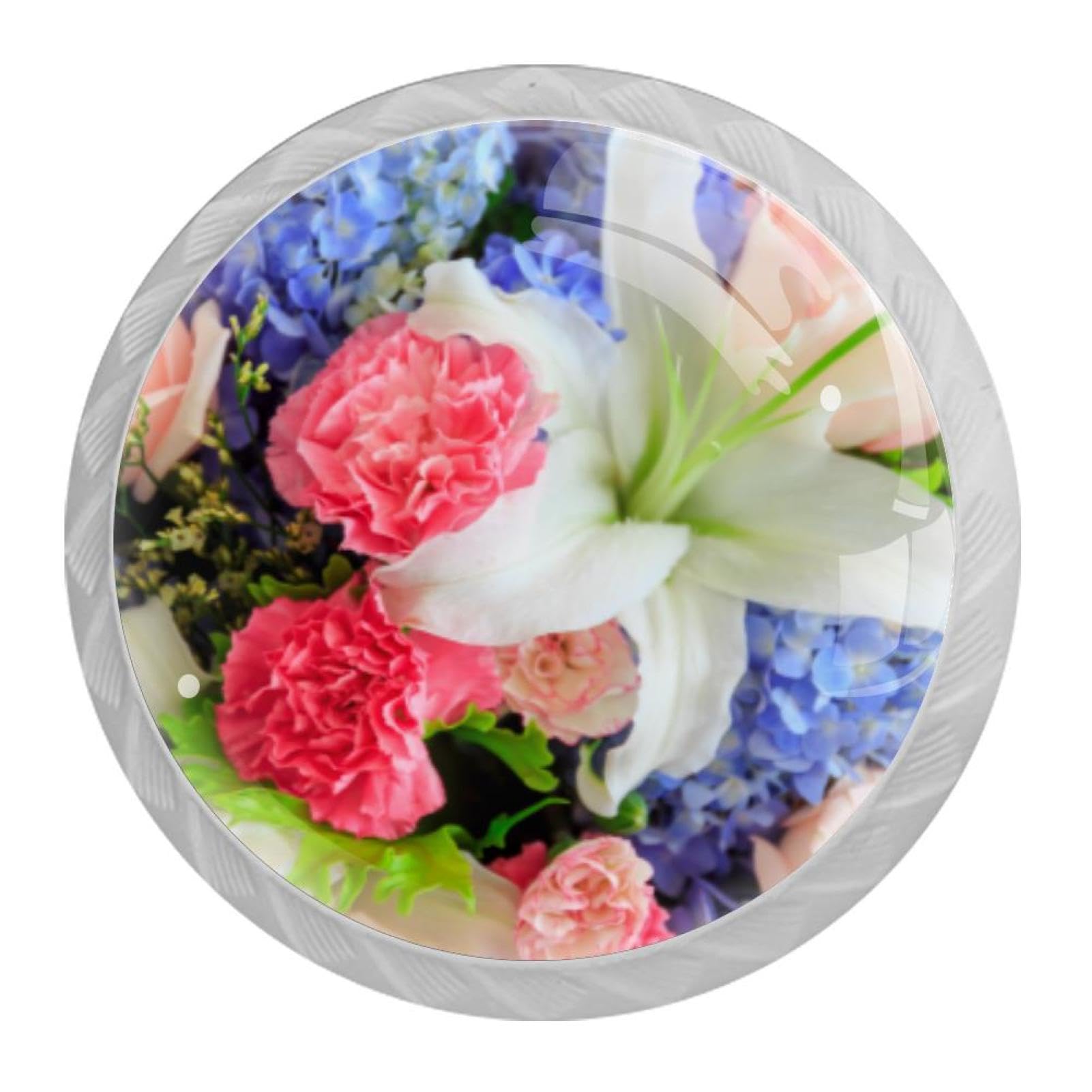 Tqmspg Multi16 4 Pieces Drawer Pulls Blossom Flowers Door Knobs Dresser Handles For Kitchen Wardrobe Cupboard Hardware Furniture