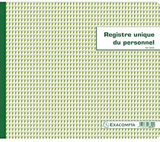 Exacompta - Réf. 6620E - 1 Piqûre 27x32cm - Registre unique du personnel (salariés et stagiaires) - 56 pages