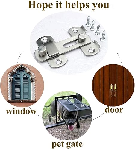 Miniatura 3 de Cerradura de pestillo abatible, pestillo de barra de acero inoxidable resistente, cerrojo de seguridad para puerta del hogar, ventana, puerta,