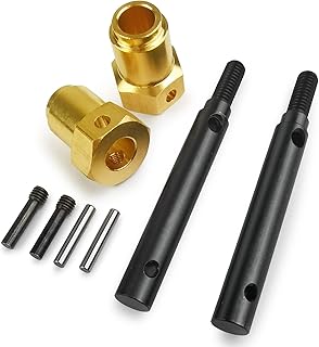 RCLIONS Steel Stub Axle with Brass 14.5mm Extended Wheel Hubs Hex for TRX4 Bronco Blazer 1/10th RC Crawler Car Upgrades