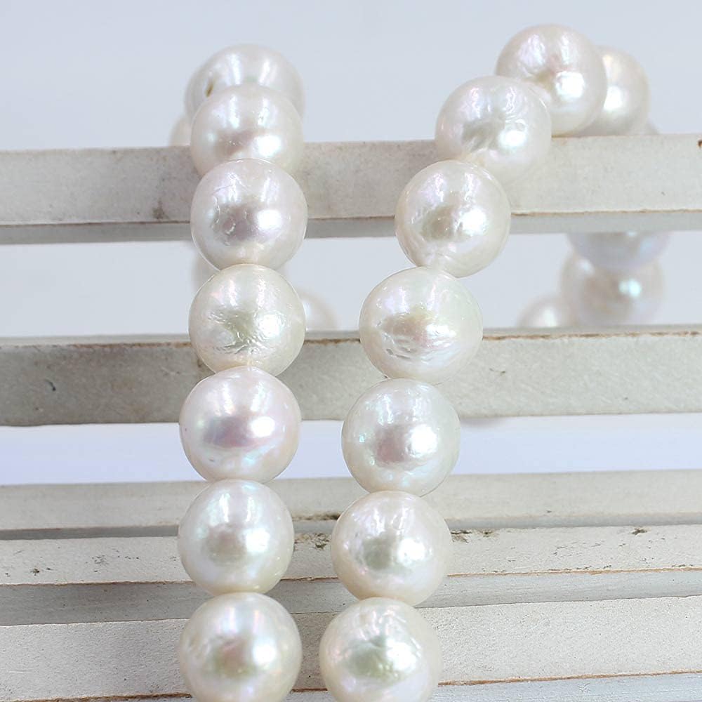 Jewelry Making Craft Natural AA Grade 9-11mm Round Reborn Edison Cultured White Pink&Purple Mixed Freshwater Pearl Beads Strand 15" (White)